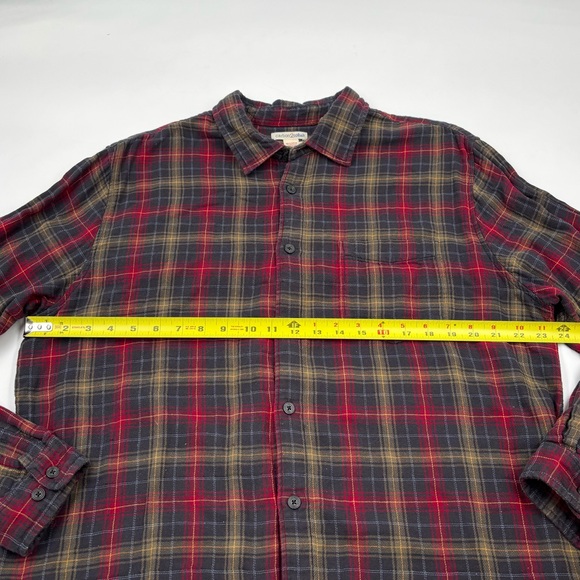 Carbon‎ 2 Cobalt Men's L Cotton Red Plaid Long Sleeve Button Down Flannel - Picture 4 of 6